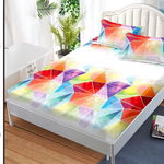 Husa de pat cu elastic 180x200 din Bumbac Finet + 2 Fete de Perna - Multicolor Geometric, ELEGANT HOME PUCIOASA