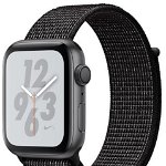 Smartwatch Apple Watch 4 Nike Plus, 40mm, LTPO OLED Retina Display, GPS, Bluetooth, Wi-Fi, Bratara Sport Loop Neagra, Carcasa aluminiu, Rezistent la apa si praf (Space Gray)