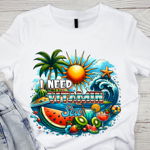 Tricou copii sau adulti din bumbac model SUMMER vibe personalizat cu nume  sau poza preferata TC5054