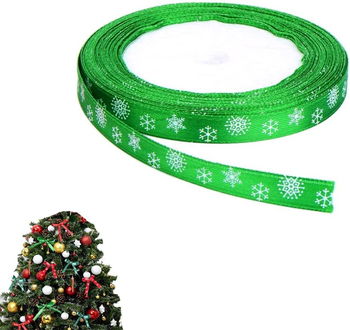 Panglica de Craciun CCLKHY, poliester, verde/alb, 2 m, 