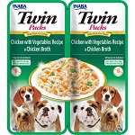 INABA Dog Twin hrana complementara caini, cu pui, legume in supa 2x40 g, INABA