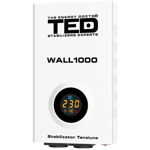 Stabilizator tensiune 1000VA, AVR, 600 W, display LCD, 2 iesire schuko, montaj pe perete, TED000057, TED