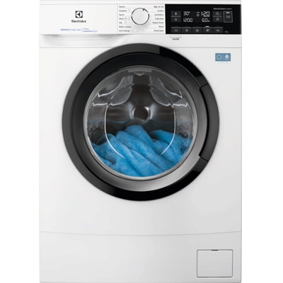 Masina de spalat rufe slim ELECTROLUX EWS6326BE PerfectCare600, 6 kg, 1200 rpm, Clasa A, motor Inverter, display LED mediu, Sensicare, Rapid 14 min, Antialergic cu Abur, Baby, Outdoor, TimeManager, SoftPlus, Adancime totala 411 mm, alb