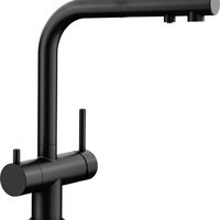 Baterie bucatarie Blanco Fontas-S II cu 3 cai  dus extractibil  negru mat, Blanco