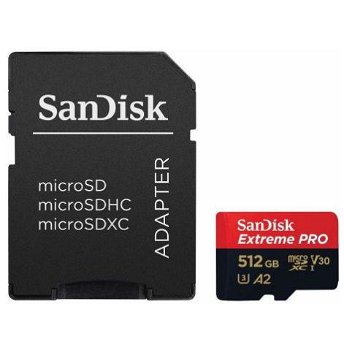 Card memorie Sandisk Extreme Pro microSDXC, 512GB, UHS-I, U3, Clasa 10 + Adaptor SD, SanDisk