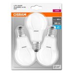 Set 3 becuri LED Osram Base, A60, E27, 8.5W (60W), 806 lm, lumina neutra (4000K), clasa energetica F