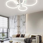 Lustra LED RFAN, Model R9141/2+2C, Cu Telecomanda, 3 Tipuri De Lumina Plus Lumina RGB, Intensitate Reglabila, 39W, Alb/Argintiu