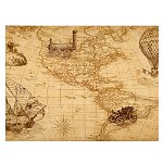 Tablou canvas harta veche a Americii crem, maro 1310 - Material produs:: Tablou canvas pe panza CU RAMA, Dimensiunea:: 80x120 cm, 