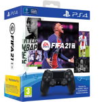 Controller Wireless SONY PlayStation DualShock 4 V2, negru + Fifa 21