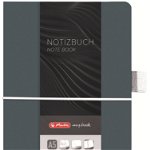Bloc notes A5 dictando coperta din panza cu elastic 96 file negru HERLITZ My Book Classic, HERLITZ