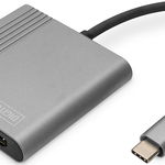 Adaptor grafic, Digitus, Aluminiu, USB-C/HDMI, 4K/60Hz, 0.2m, 60x60x12mm, Gri