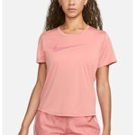 Nike, Tricou cu imprimeu logo pentru alergare Dri-FIT, Roz prafuit