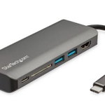 DKT30CSDHPD3, USB C Multiport Adapter - USB Type-C Travel Dock to 4K HDMI, 3x USB Hub, SD, GbE, 60W PD 3.0 Pass-Through - Mini Laptop Dock - docking station - USB-C, StarTech