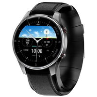 Smartwatch iSEN Watch P50 Negru cu bratara neagra din piele, IPS 1.3  , Tensiometru cu manseta gonflabila, Temperatura, Oxigen, iSEN