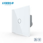 Intrerupator simplu tactil, dimabil, wireless - control din telecomanda RF, cu panou sticla, Generatia Noua Alb, Livolo