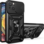 Husa Hybrid Armor Camshield pentru iPhone 14 cu capac pentru camera in negru, ForIT