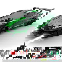 Masina cu telecomanda RC, Timebox, Drift car, 30km/h, 4x4, lumini LED, cauciucuri interschimbabile, 2 baterii tip acumulator incluse, 1:16, Verde - Default Title, Timebox