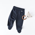 Pantaloni cu botosei - bumbac organic bleumarin (marime: 0-3 luni), BabyJem