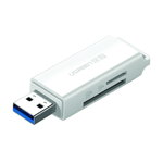 Cititor de carduri Ugreen CM104, Intrare USB 3.0, Sloturi TF / SD, Alb, 