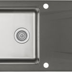 Chiuveta bucatarie hibrida din inox si compozit cu picurator antracit metalic Deante Prime T113, Deante