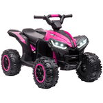 HOMCOM ATV Electric pentru Copii cu Motor Dublu și 2 Viteze, Roți, Faruri LED, Claxon și Muzică, 83x53x55.5 cm, Roz | Aosom Romania, HOMCOM