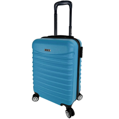 Troler cabina avion, Quasar & Co.®, Model Line, 4 roti duble cu rotatie 360°, maner telescopic, cifru, 55 x 36 x 20 cm, ABS, turcoaz