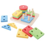 Joc de sortare - 4 forme geometrice, BIGJIGS Toys, 1-2 ani +, BIGJIGS Toys