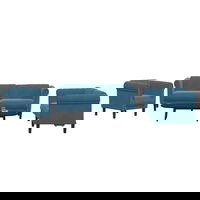 vidaXL Set de canapele, 3 piese, albastru, catifea, vidaXL