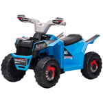 HOMCOM ATV pentru Copii 18-36 Luni din PP și Metal cu Roți Rezistente, Viteză Max 2.5 km/h, Design Atractiv, Albastru Gri și Negru | Aosom Romania, HOMCOM