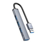 Adaptor Hub pentru laptop Orico 4-in-1 AH-A13-GY-BP, USB la 1x USB 3.0, 3x USB 2.0, 5 Gbps, Gri