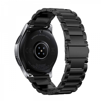 Bratara cu zale si telescop QuickRelease universala 22mm din otel inoxidabil pentru Samsung Galaxy Watch 46/ Gear S3 Huawei Watch GT negru, krasscom