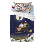 Lenjerie de pat din bumbac pentru pilotă și pernă copii Mr. Fox Merry Christmas, 115 x 145 cm, Mr. Fox