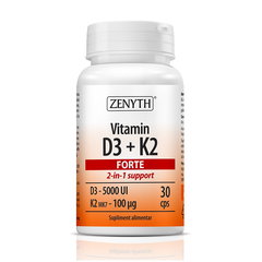 Vitamin D3 + K2 Forte, 30 capsule, Zenyth, Zenyth Vitamin D3 + K2 Forte, 30 capsule, Zenyth, Zenyth
