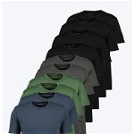 Denim Project, Set de tricouri cu decolteu la baza gatului - 10 piese, Negru, Verde inchis, Gri inchis melange, 2XL