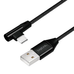 Cablu USB 2.0 A mufa - USB Type C mufa in unghi 1m negru LOGILINK CU0138, Cablu USB 2.0 A mufa - USB Type C mufa in unghi 1m negru LOGILINK CU0138,