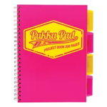 Caiet cu spirala si separatoare Pukka Pad Project Book Neon B5 200 pagini matematica roz
