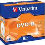 Mediu stocare Verbatim DVD-R 4.7GB 16x Matt Silver jewel case 5 buc