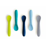 Set 5 lingurite, spoon, silicon, textura moale, anti-bacteriene si non-alergice, fara bpa, bbluv, blue, BBluv