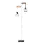 Lampadar, metal negru, lemn natural, 2 becuri, dulie E27, 15326-2SN, Globo, Globo Lighting
