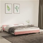 vidaXL Cadru de pat cu tăblie, roz, 180x200 cm, catifea, vidaXL