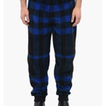 Burberry Wool Blend Teddy Sweatpants With Gingham Motif Blue, Burberry