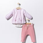 Set bluzita de vara cu pantalonasi pentru bebelusi cats, tongs baby (culoare: roz, marime: 9-12 luni), BabyJem