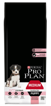 PURINA Pro Plan Sensitive Skin Puppy M, Somon, hrană uscată câini junior, piele și blană, 12kg, Purina Pro Plan
