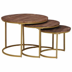 vidaXL Mese de Cafea Nesting 3 pcs Lemn masiv de mango și oțel, vidaXL