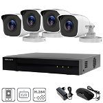 Pachet DVR Hikvision Hiwatch HWD-5104M(S), 4 canale + Camera supraveghere video Hikvision Hiwatch Turbo HD Bullet HWT-B120-M-28