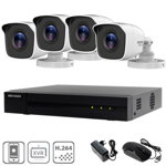 Pachet DVR Hikvision Hiwatch HWD-5104M(S), 4 canale + Camera supraveghere video Hikvision Hiwatch Turbo HD Bullet HWT-B120-M-28