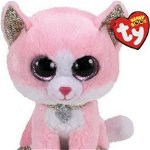 Jucarie de plus TY - Beanie Boos, Pisica roz, 24 cm