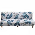 Husa elastica universala pentru canapea si pat, baza gri cu frunze bleu, 230x140 cm, oem