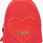 Moschino Love Faux Leather Details Backpack With Golden Logo Red, Moschino