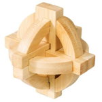 Joc logic IQ din lemn bambus Double disk puzzle 3d, Fridolin, 8-9 ani +, Fridolin